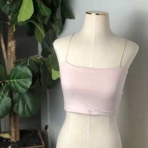 Pink spaghetti strap Cami crop top.